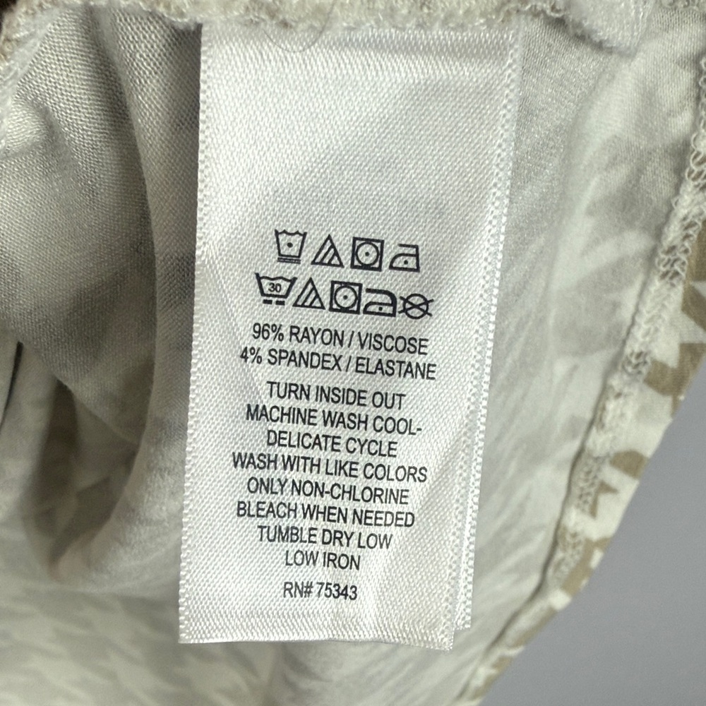 Cynthia Rowley Casual Tan & White Houndstooth Split Neck Tunic 1X Tank Top - Picture 7 of 8